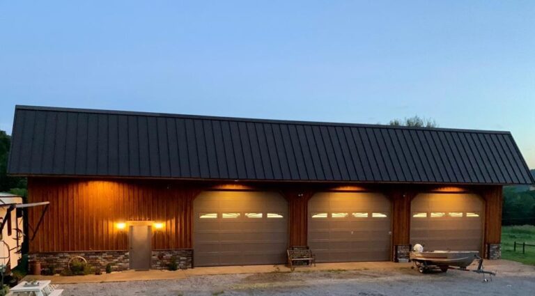 Workshop with lighting and benches